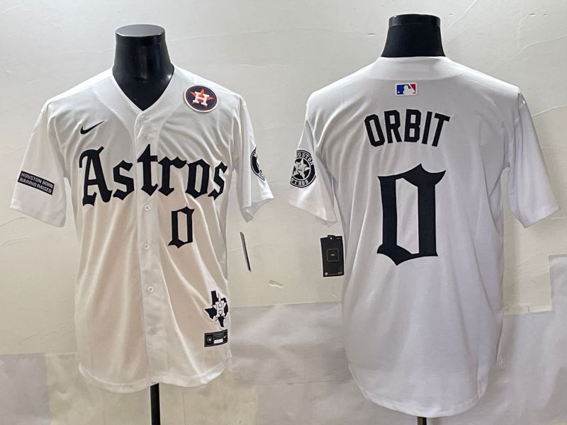 Men 2025 Houston Astros #0 Orbit White Five generations Joint Name Nike MLB Jersey style 8